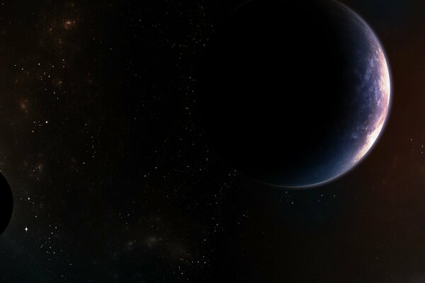 Lo spazio del pianeta è nebbioso, le stelle sono satelliti del pianeta