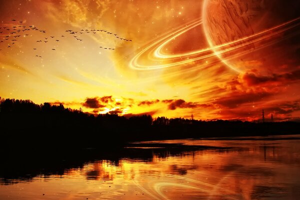 El planeta se refleja en el agua