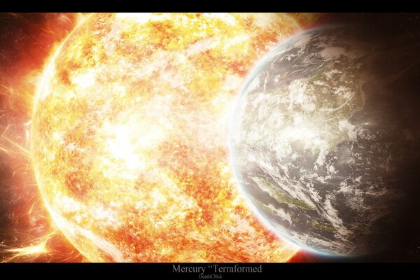 The star covers the planet close to it with its light and radiation