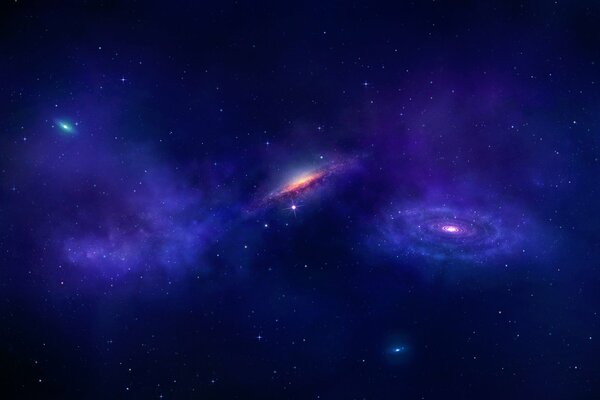 Blauer kosmischer intergalaktischer Raum