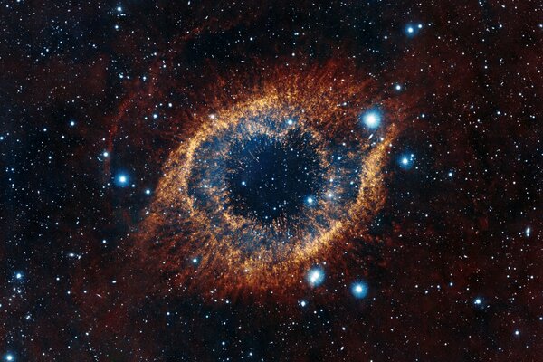 The constellation of Aquarius. A yellow-blue nebula in the form of an eye