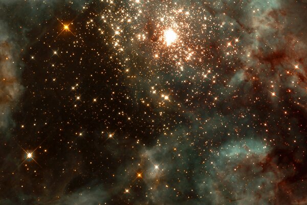 Bordowa mgławica z gwiazdami w kosmosie