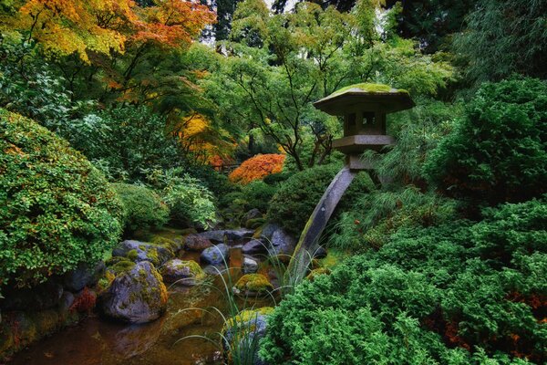 Paisaje del río Jardín japonés