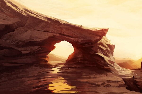 Big mountains in the desert at sunset