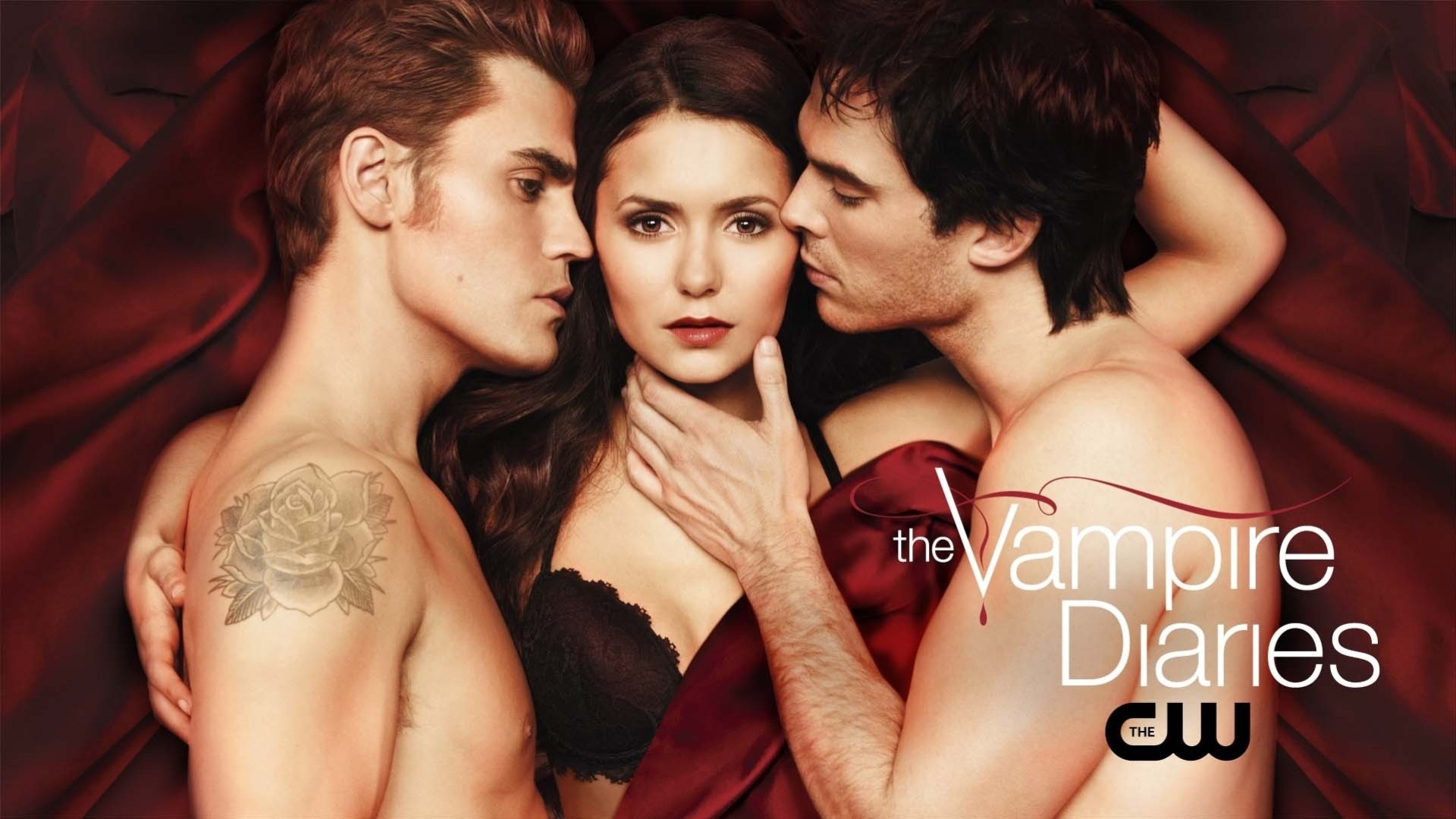 the vampire diaries serie paul wesley von ian somerhalder nina dobrev ian somerhalder rojo