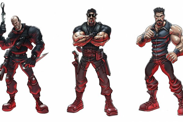 Cartoon Characters from The Expendables 2