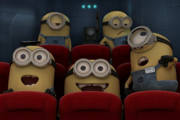 Minions im Kino auf hellen Sesseln