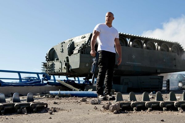 Vin Diesel on the set of the movie Fast and Furious 6 