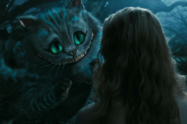 Il gatto del Cheshire si avvicinò con il muso al viso di Alice