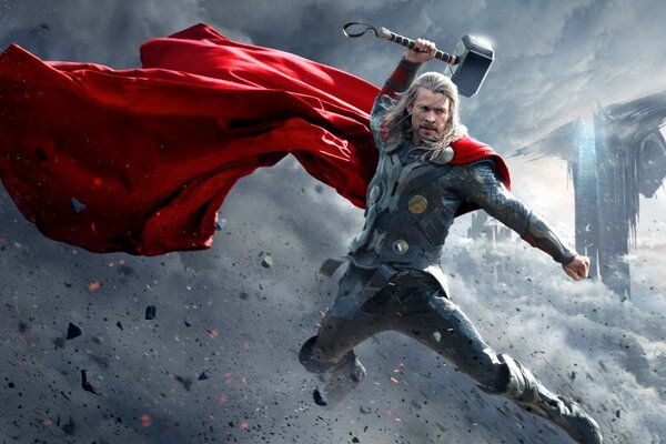 Strong, brave Thor with his hammer