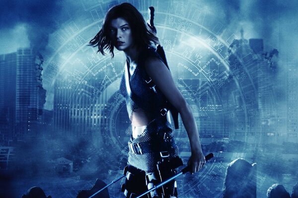 Pretty Milla Jovovich in the movie Resident Evil