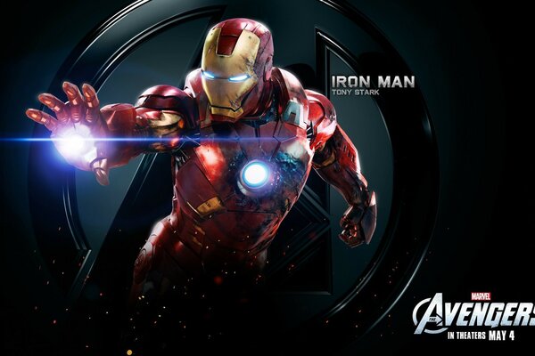 Iron Man on a black background