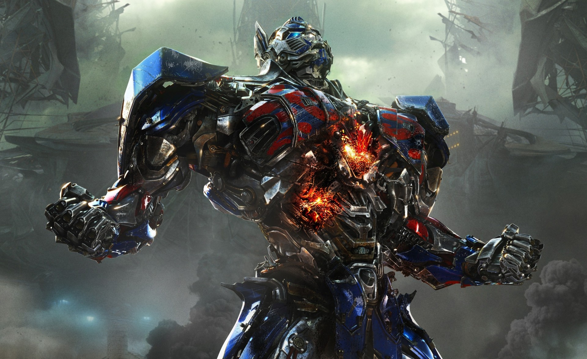 trasformatori: età dell estinzione autobot optimus prime michael bay ferro metallo buchi nuvole rabbia scintille