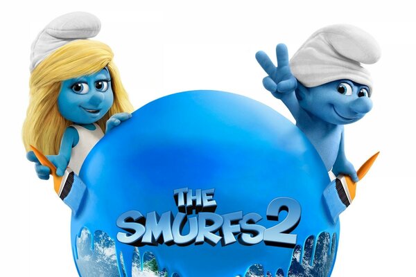 Smurfs on a blue background are funny