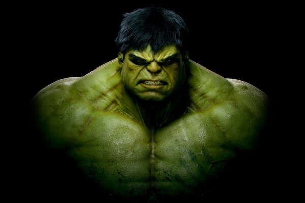 Superhero hulk on a black background