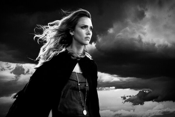 Black and white Jessica Alba from Sin City