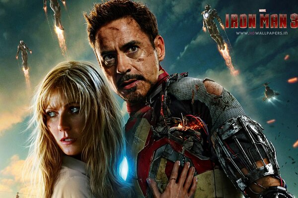 Iron Man und blond auf Himmelshintergrund