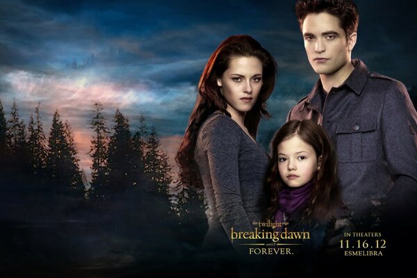 Poster mit den Hauptfiguren für den Film Twilight. Saga. Dawn: Teil 2»