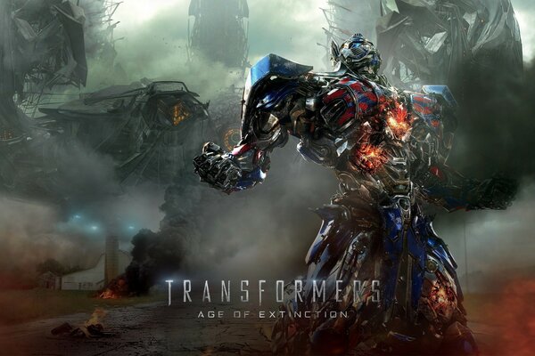 Transformer Optimus Prime na szarym tle