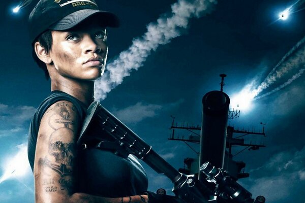 La cantante Rihanna en la película batalla Naval