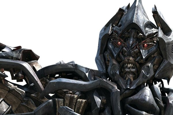 A frame from a movie about transformers. The Evil Decepticon