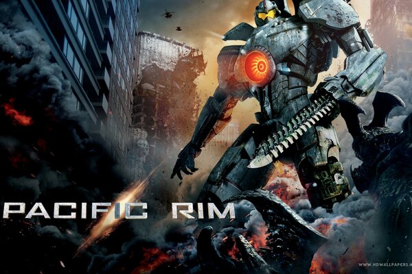 Enorme robot di ferro nel film Pacific Rim