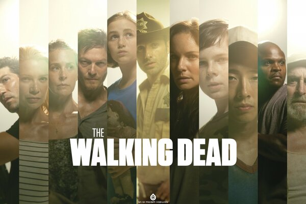 Taglio di foto di attori che interpretano la serie The Walking Dead