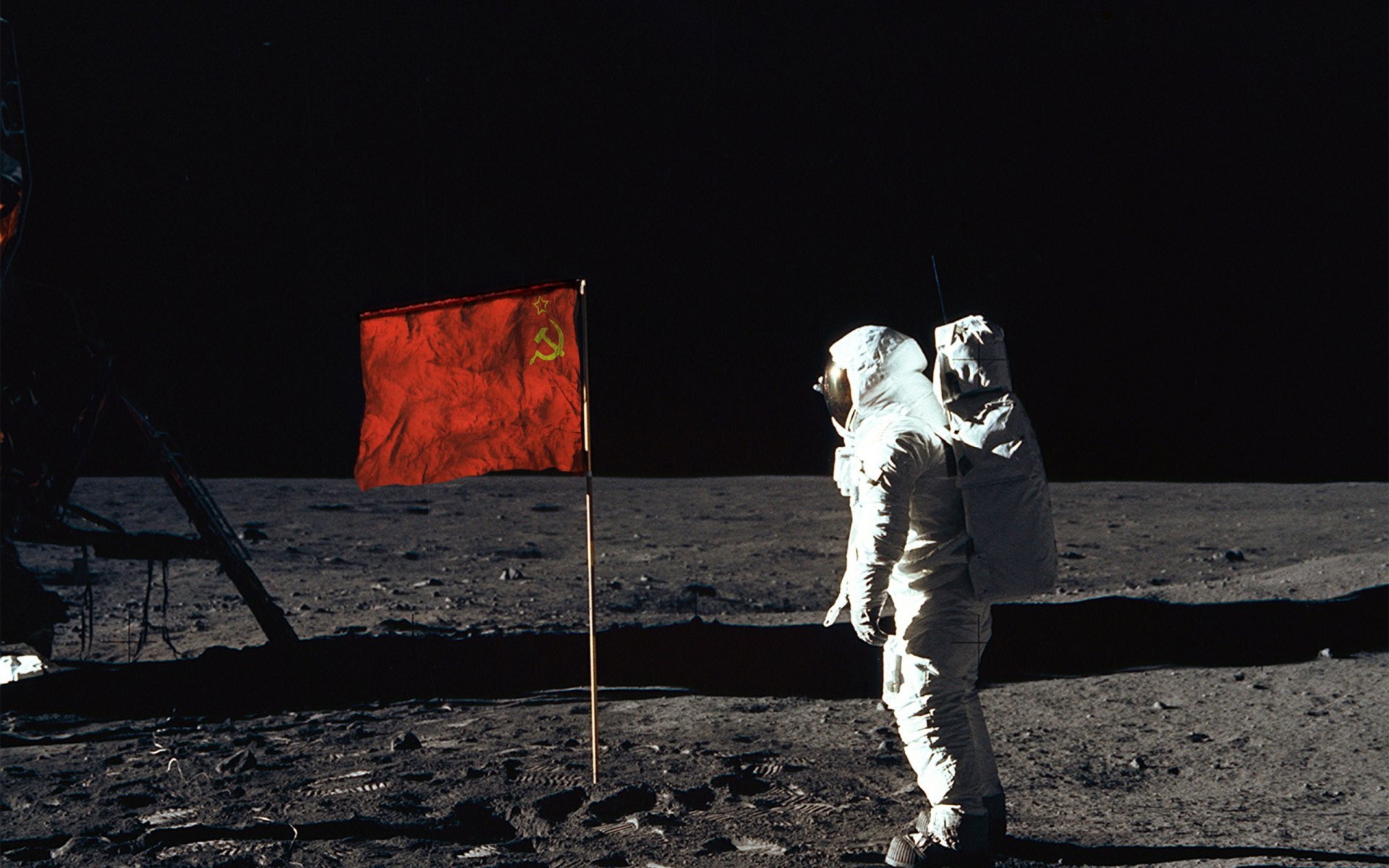 moon first man on the moon soviet union flag cosmonaut