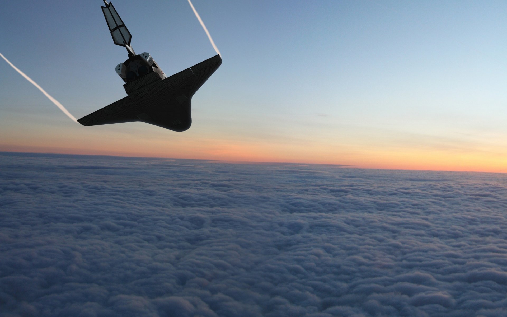 shuttle oberfläche erde wolken abstieg