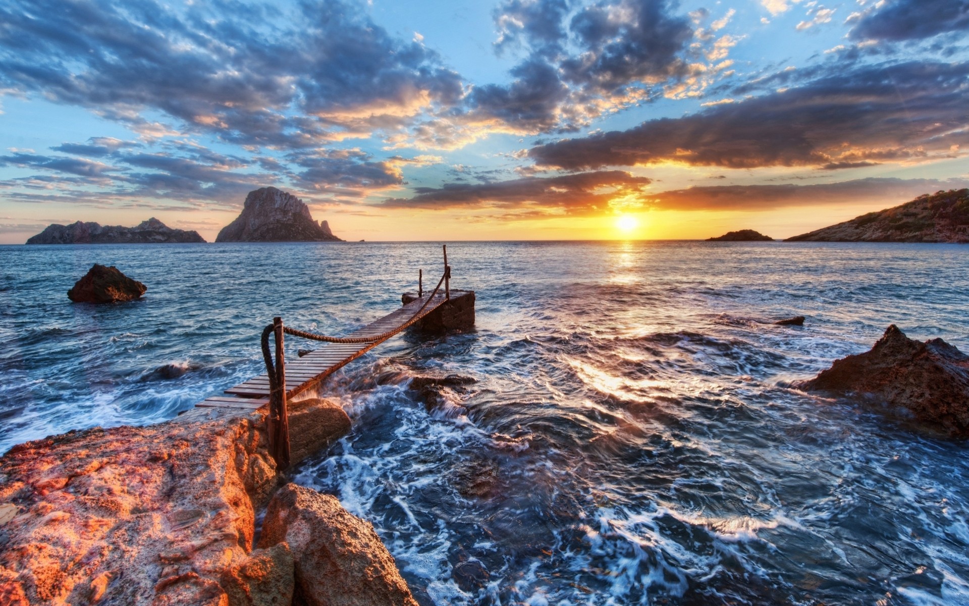 vague mer paysage coucher de soleil