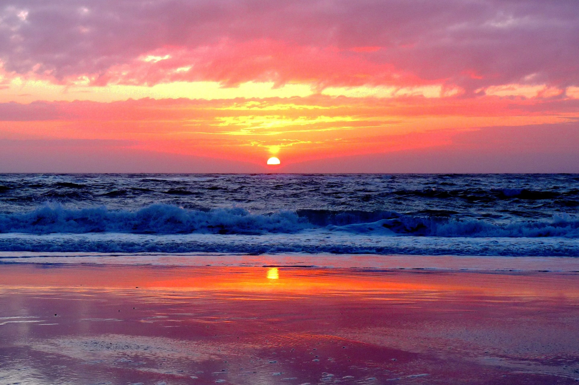 paisaje puesta de sol ola costa mar del norte alemania