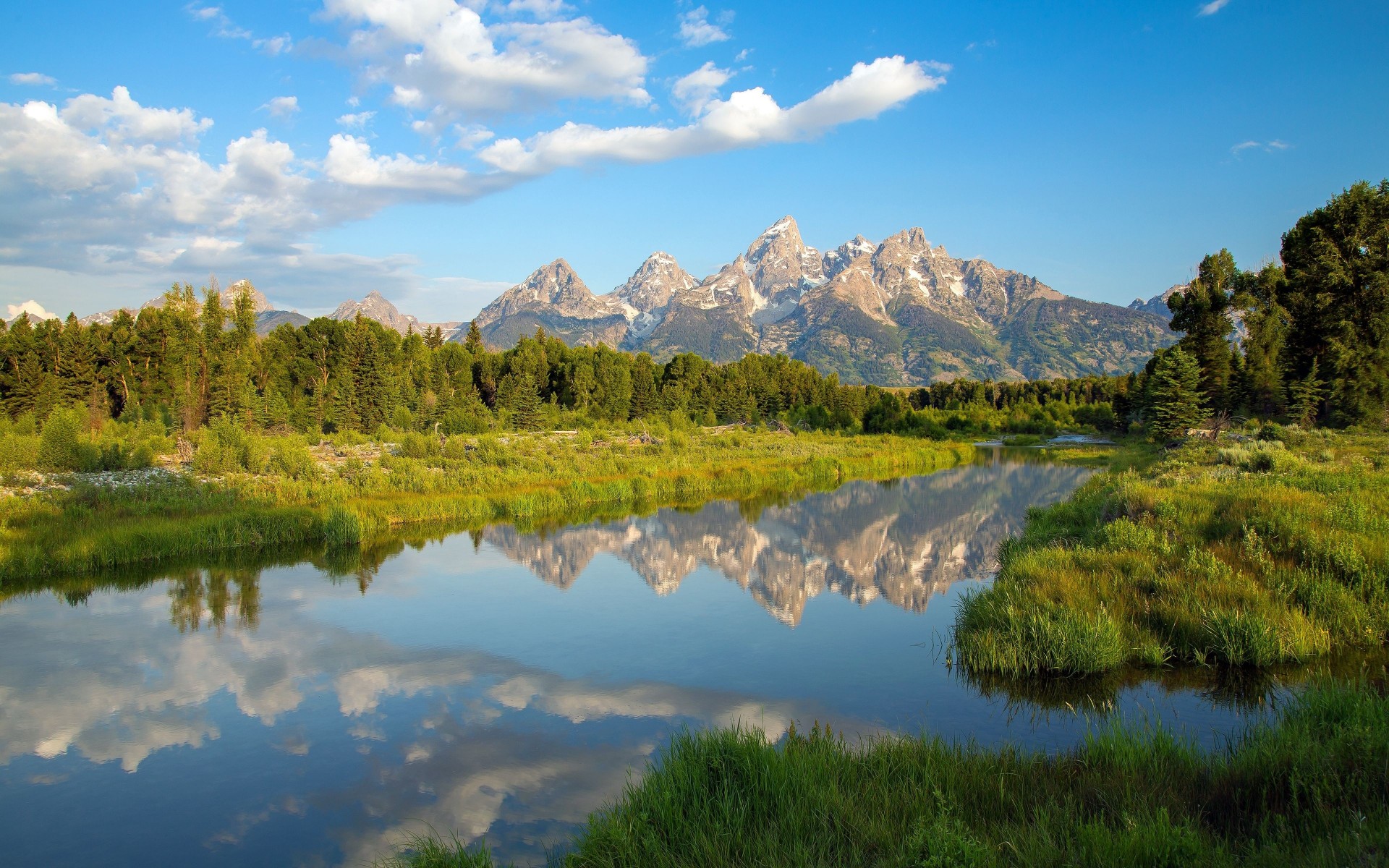 grand teton reflexion see wyoming berge