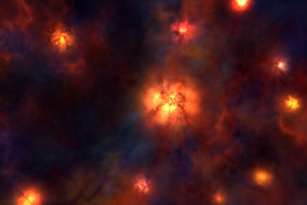 Clusters of light in a celestial galaxy