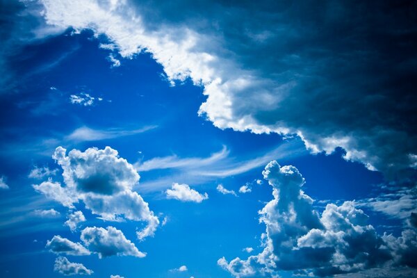 White clouds in a blue sky