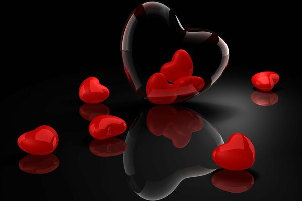 Hearts on a black background for Valentine s Day