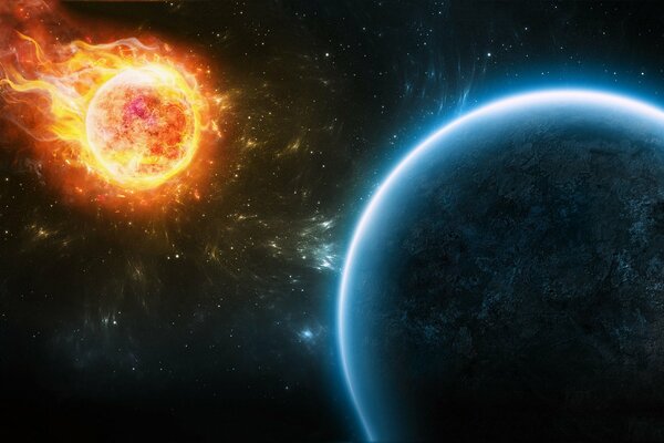 Огненный метеорит приближается к планете