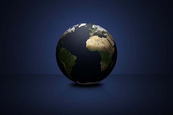 Планета земля. 3d графика. земля на синем фоне