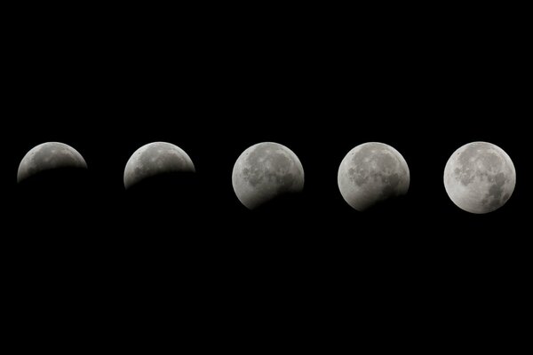 Phases de l éclipse de la lune dans l ordre