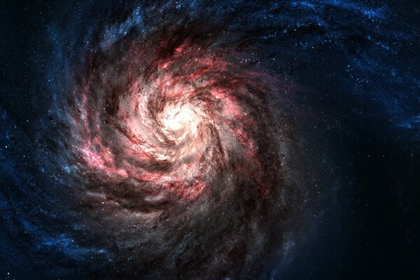 Las estrellas rojas se destacan en la galaxia azul