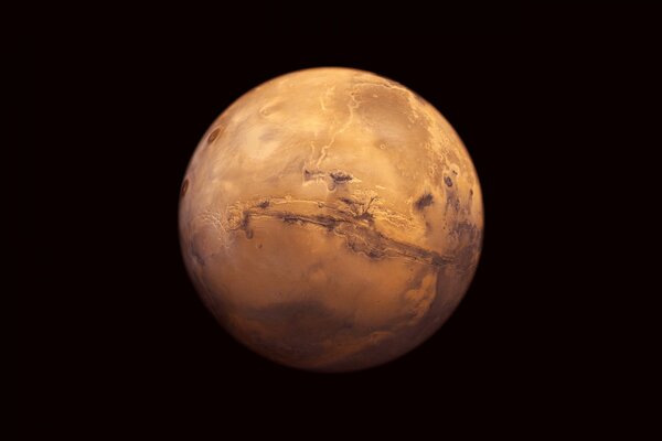 Red planet Mars on a black background