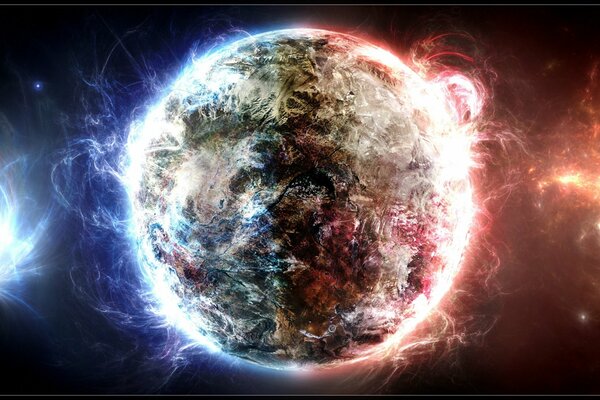 Fantasy art. Space, fire and earth