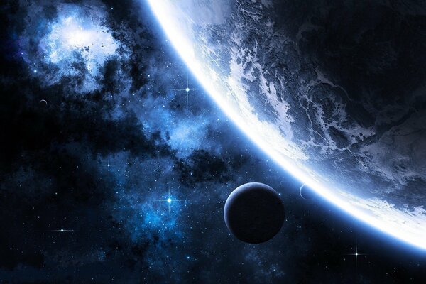 Красочное космическое фото звезд и далёких планет