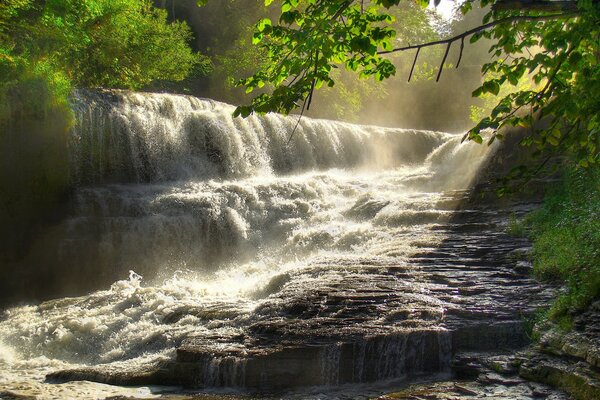 Ein kleiner Wasserfall mitten im Park