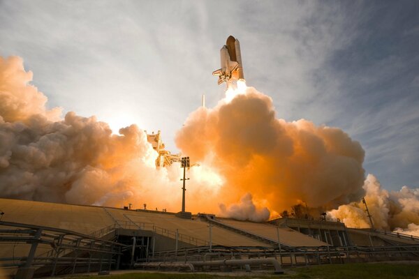 Launching a space shuttle into space