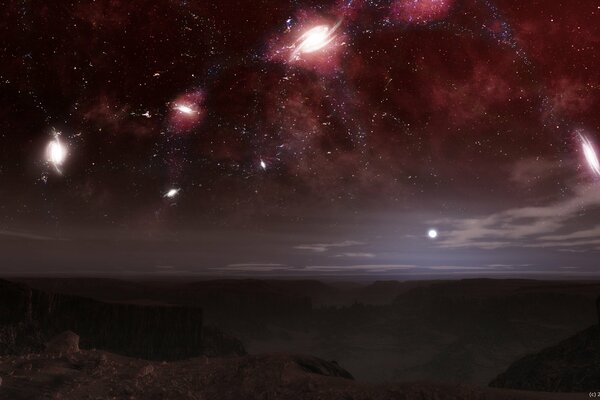 Ein Blick von einem anderen Planeten. Galaxien sind unvergleichlich