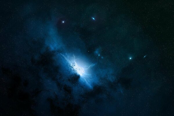 Звезды в ночной космической туманности