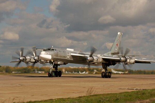 The plane nicknamed the bear is preparing to take off