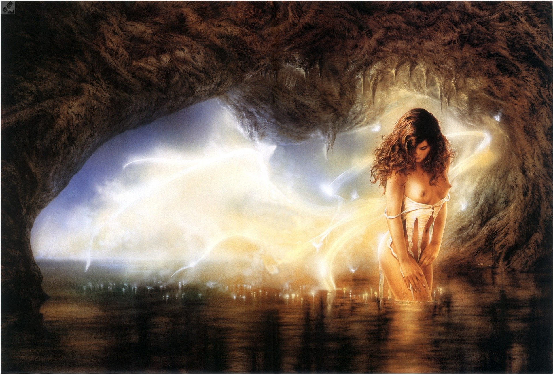 ragazza luis royo magia grotta desiderio lucciole fili grotte