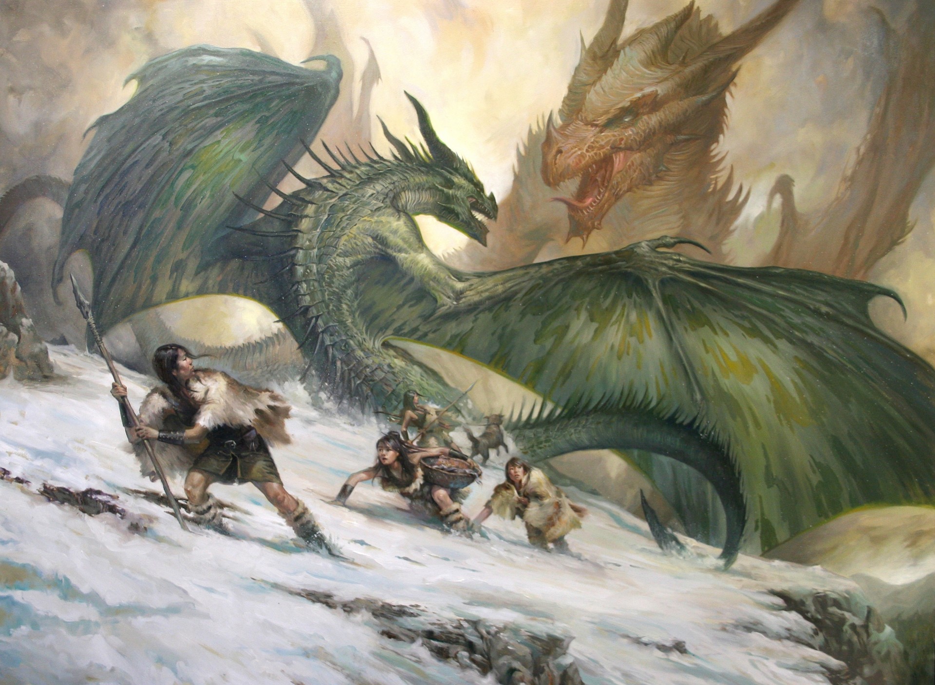 art dog girls dragons savage battle snow mountain lucasgraciano rock people