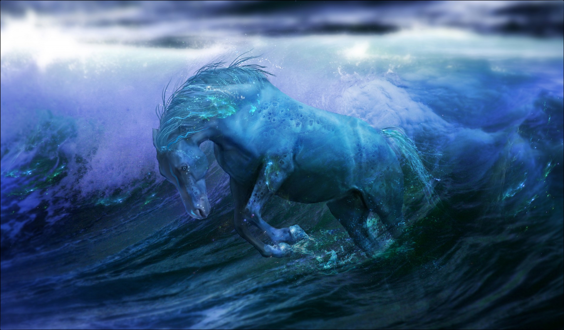 wave ocean water horse fiction fantasy